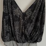 Free People  Siren Song Black Combo Animal Print Bodysuit Size Small Cheetah Photo 3