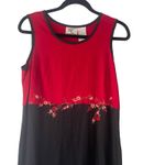 Ease Sport Vintage 90s Size 8 Linen Blend Casual Black‎ Red Floral Maxi Dress Black Photo 1