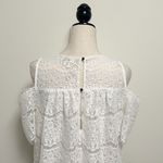 Umgee  White Lace Overlay Cold Shoulder Short Sleeve Oversized A Line Dress Small Photo 4