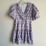 Pink Ripple Paisley‎ Lilac Ruffle Mini Cocktail Dress Women’s Lightweight Size L Purple Size L Photo 2