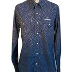 True Religion  Blue Pearl Snap Western Shirt Women’s S Pocket Collar Long Sleeve Photo 0