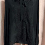 Forever 21 Boho Chic Black Ruffle Lace Blouse Sz Medium Photo 0