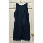 Loft  Jewel Tone Green‎ Lace Overlay Sheath Dress Size 8 Photo 3