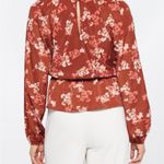 Kaileigh  Brown Floral Wrap Blouse Romantic Peplum Fall Bobo Preppy Office Top M Photo 1