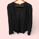 Treasure & Bond Cute boho whimsigoth black breezy v-neck crinkle blouse  flowy Photo 1