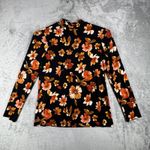 Susan Graver  Shirt Floral Mock Neck Dark Floral Flowers‎ Casual Autumnal Fall XS Photo 1