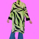 Vintage Green Black Abstract Edgy Art Open Long Sheer Cardigan Photo 6