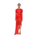David Koma Satin Bow Detail Asymmetric Long Dress in Red 6 UK 10 New Womens Gown Photo 14