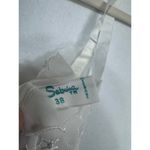 Vintage 40s Sabrina White Nylon Slip Embroidered Lace Hem Lingerie 38 Small Rare Photo 4