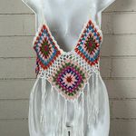 Rebellion  Again Top Womens Multicolor Festival Crochet Tank Size S Photo 2