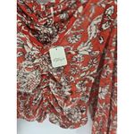 Free People Say The Word Floral Print Ruby Red Ruched Top Long Sleeve Small Photo 2