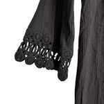 La Blanca Black Crochet V-Neck Crinkle Resort Tunic Cover Up XS Photo 2