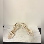Stuart Weitzman Stuart Weizmann sz 8.5 Circular strappy studded kitten heels in cream leather Photo 2