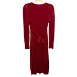 SheIn Red Velvet Bodycon Dress Long Sleeve Ruched V-Neck Holiday Party Size L Photo 4