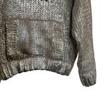 ZARA  Woman Silver Metallic Foil Hoodie Futuristic Y2K Streetwear Knit FW23 Small Photo 5