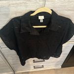 A New Day Women's Short Sleeve Eyelet Camp T-Shirt - ™ Black M Photo 3