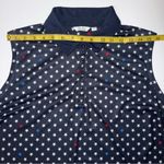 Lady Hagen Navy Star-Patterned Sleeveless Collared‎ Top Polo Preppy Photo 6