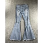 Rue 21 Jeans Junior 9 Flare Leg Bell Bottom Distressed Light Wash Stretch Y2K Photo 1