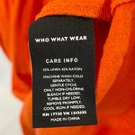 Who What Wear Tie Back Puff Sleeve Linen Blend Midi Dress Orange Photo 18