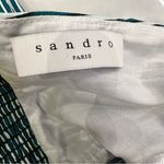 Sandro Teal Blue Striped Crepe Ruffled Mini Dress Photo 7