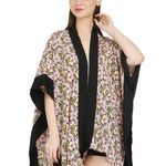 14th & Union Black Trim Pink & Yellow Floral Kimono Top Swim Cover Up One Size Photo 0