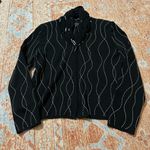 Ming Wang  designer black and white knit sweater size small full zip Photo 4