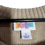 LuLaRoe  Tan Beige Stripe Long Sleeve Sweater Dress Knit Women's Size L Photo 3