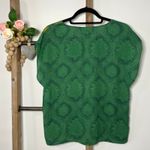 CAbi  Style 597 Green Envy Medallion‎ Yellow Floral Cap Sleeve Blouse Size Medium Photo 3