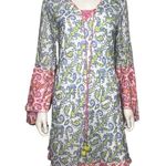 Z & L Europe Boho Long Sleeve Printed Beach Pool Swim Cover Up Dress Size M Blue Size M Photo 1