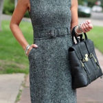 Banana Republic Brand New!  Black & Gray Belted Tweed Power Dress Size 8 Photo 0