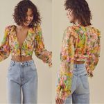 For Love & Lemons NWT Nina Top Crop Floral Long Sleeve XS Photo 1
