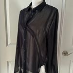 Rebecca Minkoff NWOT Sheer Chiffon Button Front Shirt Black Photo 2
