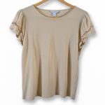 Liz Claiborne Yellow Short Flutter Sleeve Top Photo 0