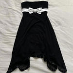 Y2K Black and white bow babydoll handkerchief hem dress Size large Photo 0