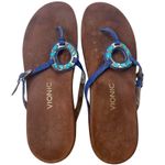 Vionic  Ricci Thong Sandals Jeweled Ring Sz 11 Leather Flip Flops Blue Turquoise Photo 0