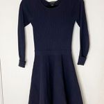 Club Monaco  Stretch Ribbed Knit Long Sleeve Fit & Flare Dress XS Navy blue Photo 0