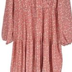 Pink Floral Print Long Sleeve V Photo 1