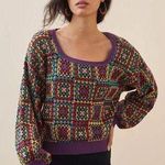 Farm Rio for Anthropologie Sweater Granny Square Pattern Size XS Photo 0