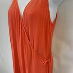 Fresha London Boutique Coral Ruffle Wrap Tie Dress Women's size Medium Red Photo 3
