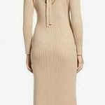WAYF NWT Nordstrom Hollie Size XL Tan Tie Neck Side Slit Sweater Dress Brunch Photo 0