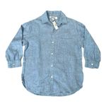 Madewell Shirred Button Up Linen Shirt Women’s Sz Small Sunfaded Blue Top NWT Photo 5