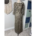 Tadashi Shoji  Lace Gold Sequin Mother of the Bride Formal Gown Long Maxi Dress 6 Photo 1