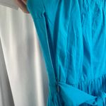 Mango Tango Blue Beaded Maxi Lined Belted Dress Women's Size S PocketsCottage Photo 8