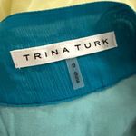Trina Turk  Turquoise Blue 100% Silk Gold Sequin Bolero Jacket 0 XS S Photo 7