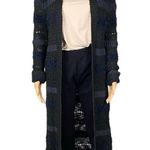 HOUSE OF HARLOW 1960 black & grey striped Hooded fuzzy open Duster ONE SIZE EUC Photo 0