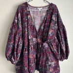 Target Kika Vargas Purple Floral Cotton Coral Reef Scallop Edge Wrap Top size 4X Photo 0