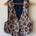 Vintage Christmas Multicolor Tapestry Vest Size L Photo 0
