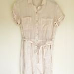 Cloth & Stone  Linen Tan Short Sleeve Rolled Hem Elastic Waist Romper Medium Photo 0