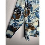 Misook  Jacket Womens Large Blue Brown Zip Front Abstract Textured Knit Print Photo 3