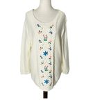 Talbots  Cable Knit Floral Embroidered Sweater Photo 2